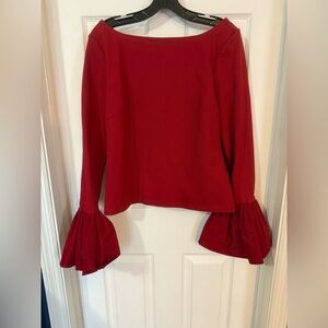 STAUD mixed media silk and cotton blend red top. Size M. Excellent used cond.